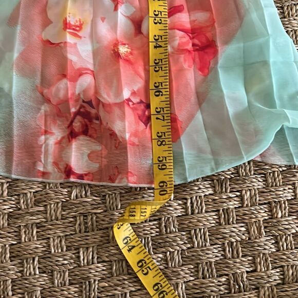 B. Darlin Long Maxi Pleated Dress, Aqua/Coral, Size 1/2, NWT - Picture 12 of 12